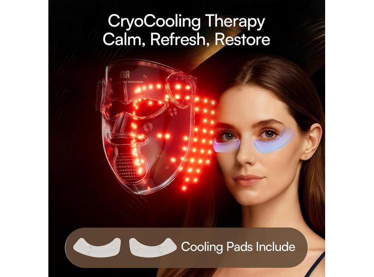 MÁSCARA DE TERAPIA DE LUZ LED INALÁMBRICA DE INIA, TECNOLOGÍA NIR DUAL CON 320 LED, 4 MODOS Y ALMOHADILLA PARA ENFRIAMIENTO - 7