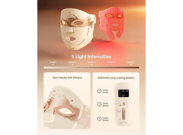 RENPHO MÁSCARA DE TERAPIA DE LUZ ROJA 4D PARA ROSTRO, CON 324 LEDS Y 3 MODOS DE LUZ, COBERTURA FACIAL COMPLETA - 4