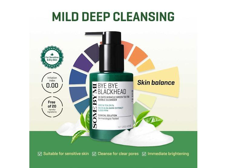 SOME BY MI LIMPIADOR FACIAL CON TÉ VERDE - MINIMIZADOR DE POROS Y REDUCTOR DE PUNTOS NEGROS, IDEAL PARA PIEL SENSIBLE - 5