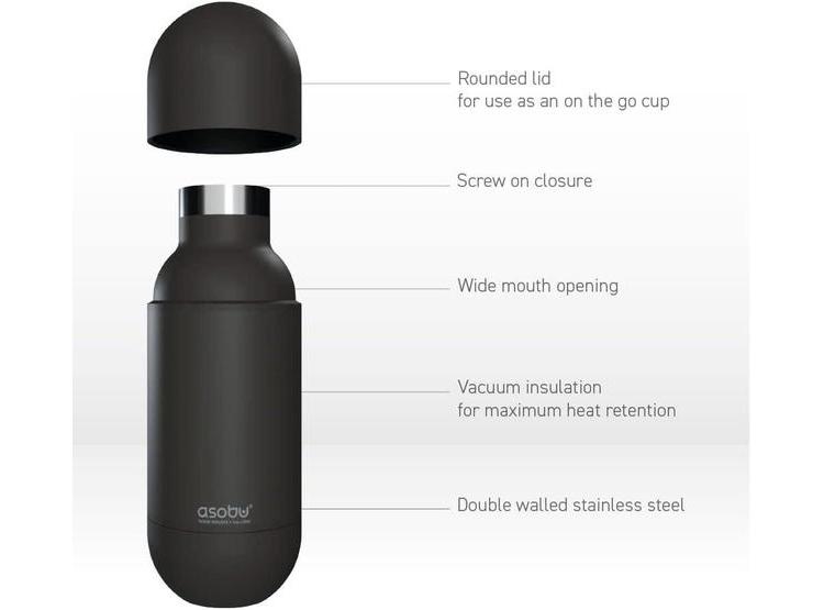 BOTELLA ASOBU ORB DE ACERO INOXIDABLE CON DOBLE AISLAMIENTO, DISEÑO ERGONÓMICO Y TAPA-TAZA IDEAL PARA BEBIDAS, SIN FUGAS - 2