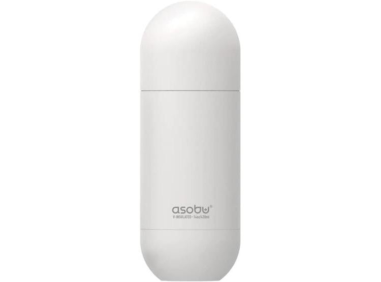 ASOBU ORB BOTELLA DE AGUA INSULADA CON TAPA/TAZA EN ACERO INOXIDABLE, DISEÑO DE DOBLE PARED, BLANCO - 1