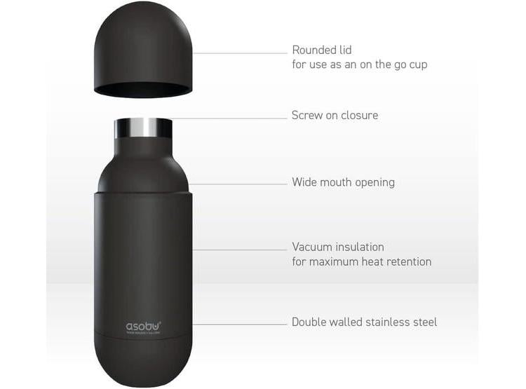 ASOBU ORB BOTELLA DE AGUA INSULADA CON TAPA/TAZA EN ACERO INOXIDABLE, DISEÑO DE DOBLE PARED, BLANCO - 2