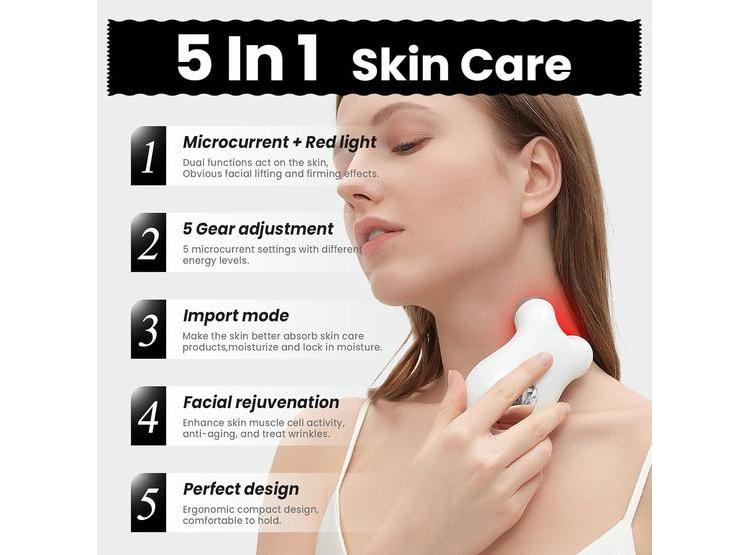 DISPOSITIVO FACIAL DE MICROCORRIENTE CON LUZ ROJA PARA LEVANTAR Y TENSAR LA PIEL, REDUCE ARRUGAS Y SIGNOS DE EDAD - 2