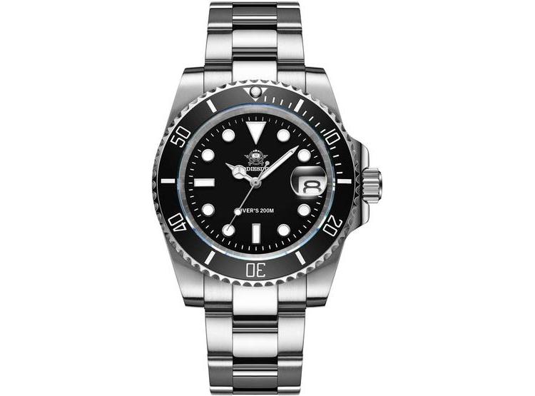 ADDIESDIVE RELOJ DE BUCEO DE CUARZO PARA HOMBRE, CORREA DE ACERO, RESISTENTE 200 M, ESFERA LUMINOSA MULTICOLOR - 1