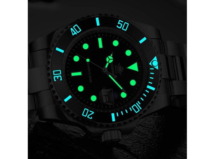 ADDIESDIVE RELOJ DE BUCEO DE CUARZO PARA HOMBRE, CORREA DE ACERO, RESISTENTE 200 M, ESFERA LUMINOSA MULTICOLOR - 3