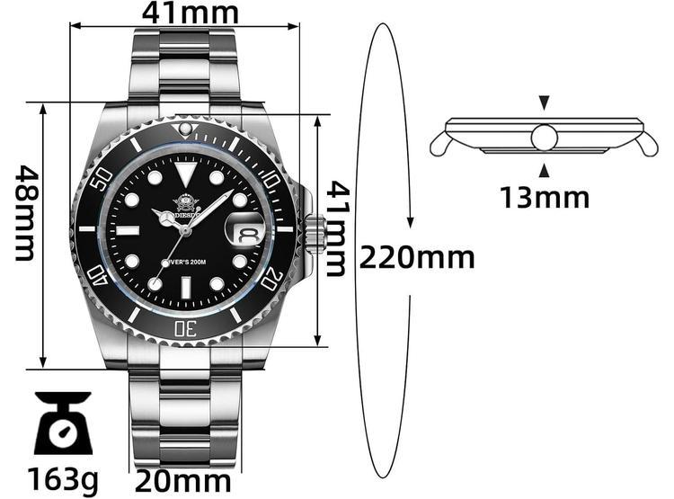 ADDIESDIVE RELOJ DE BUCEO DE CUARZO PARA HOMBRE, CORREA DE ACERO, RESISTENTE 200 M, ESFERA LUMINOSA MULTICOLOR - 4