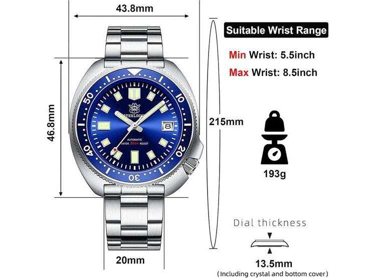 STEELDIVE RELOJ AUTOMÁTICO SD1970 PARA HOMBRE, 200M RESISTENCIA AL AGUA, MOVIMIENTO NH35, BISEL CERÁMICO - 4