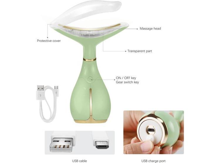 MASAJEADOR FACIAL PORTÁTIL ELÉCTRICO MS.W PARA ROSTRO Y CUELLO, 3 MODOS DE MASAJE Y CALEFACCIÓN - 6