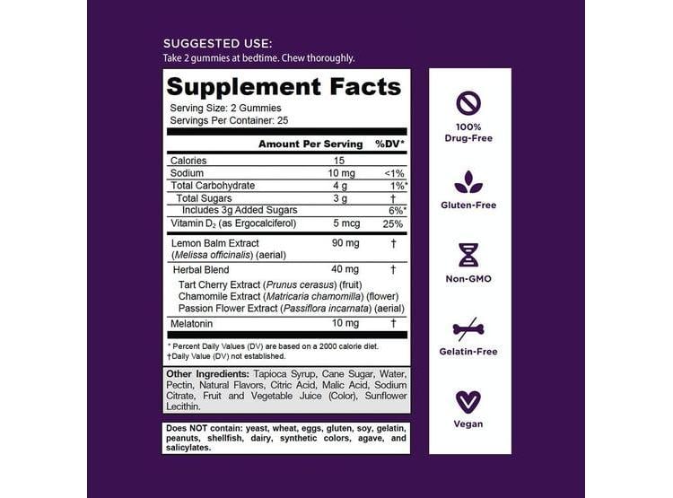 SUPLEMENTO VEGANO GOLI PARA DORMIR, GUMMY MELATONINA EXTRA FUERTE 10MG - SIN GLUTEN, 50 UNIDADES - 2