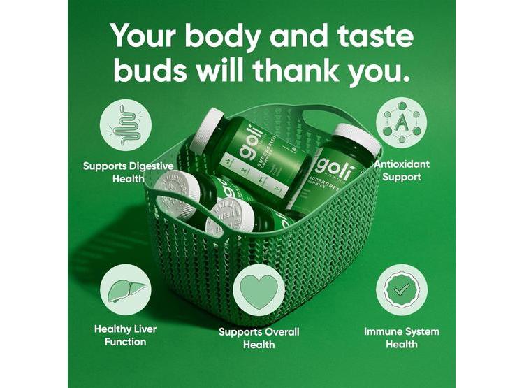 GOMITAS GOLI SUPERGREENS CON PROBIÓTICOS, VITAMINAS A, B6, B12, VEGANAS, SIN GLUTEN, CON EXTRACTO DE ALCACHOFA Y ESPIRULINA - 3