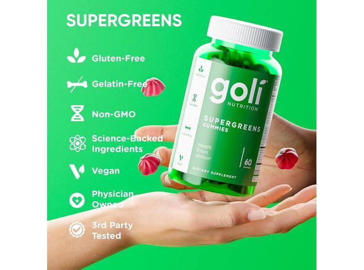 GOMITAS GOLI SUPERGREENS CON PROBIÓTICOS, VITAMINAS A, B6, B12, VEGANAS, SIN GLUTEN, CON EXTRACTO DE ALCACHOFA Y ESPIRULINA - 8