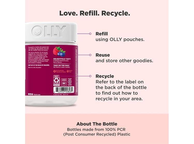 OLLY MULTIVITAMINAS MUJER GUMMY, VITAMINAS A, D, C, E, BIOTINA, ÁCIDO FÓLICO, SABOR BERRY, DURACIÓN 65 DÍAS - 5