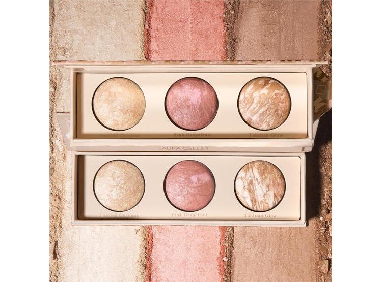 PALETA DE MAQUILLAJE LAURA GELLER LIFT-N-GLOW TRIO - ILUMINADOR, RUBOR, BRONCEADOR PARA TODOS LOS TONOS DE PIEL - 8