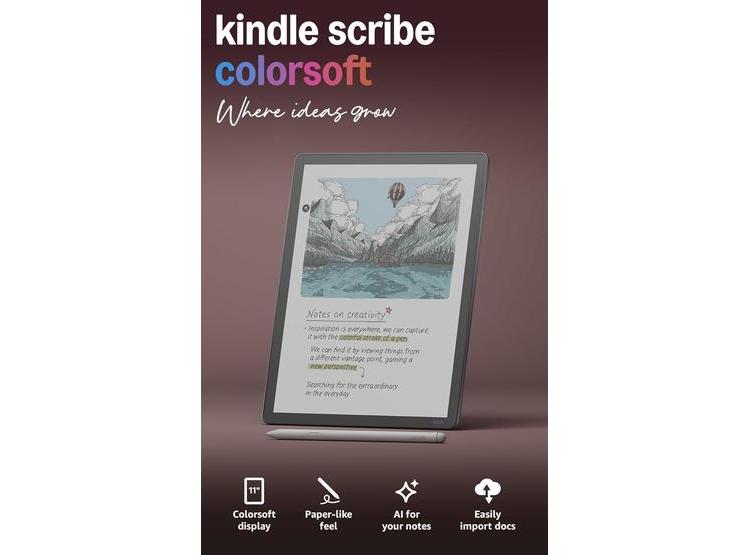 AMAZON KINDLE SCRIBE COLORSOFT 32GB, PANTALLA DE COLOR, FINO Y PODEROSO. INCLUYE LÁPIZ PREMIUM PARA ANOTACIONES - 1