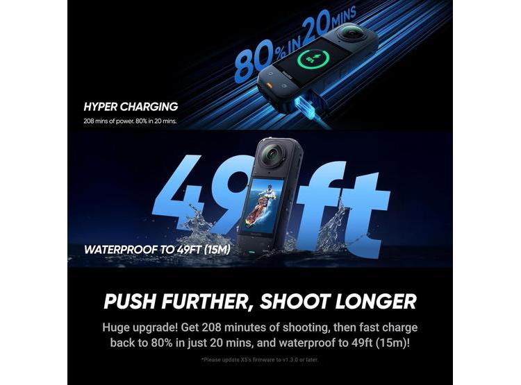 INSTA360 X5 - CÁMARA DE ACCIÓN 8K 360° IMPERMEABLE, LENTES REEMPLAZABLES, STICK INVISIBLE, ESTABILIZACIÓN AVANZADA - 8