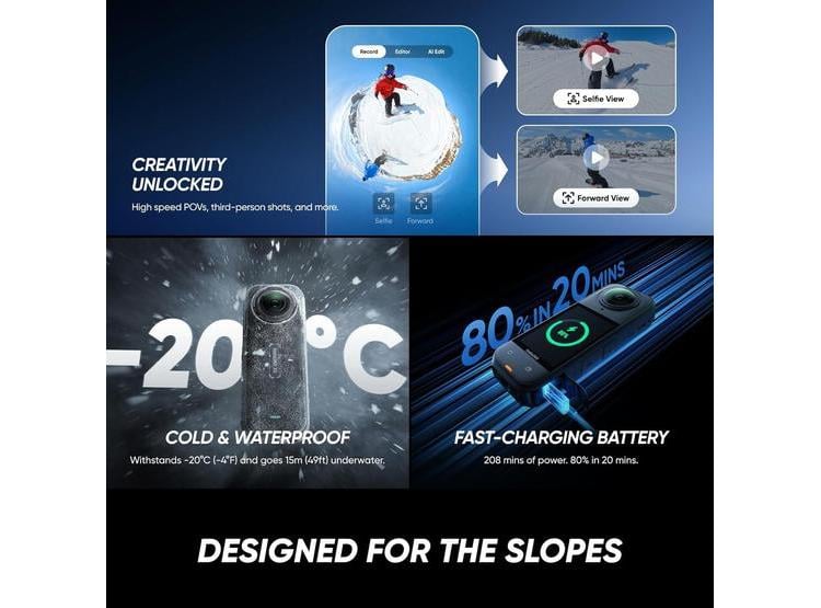INSTA360 X5 ESSENTIALS BUNDLE - CÁMARA 360° 8K, ESTABILIZACIÓN, LENTE REEMPLAZABLE, BATERÍA 208 MIN - 7