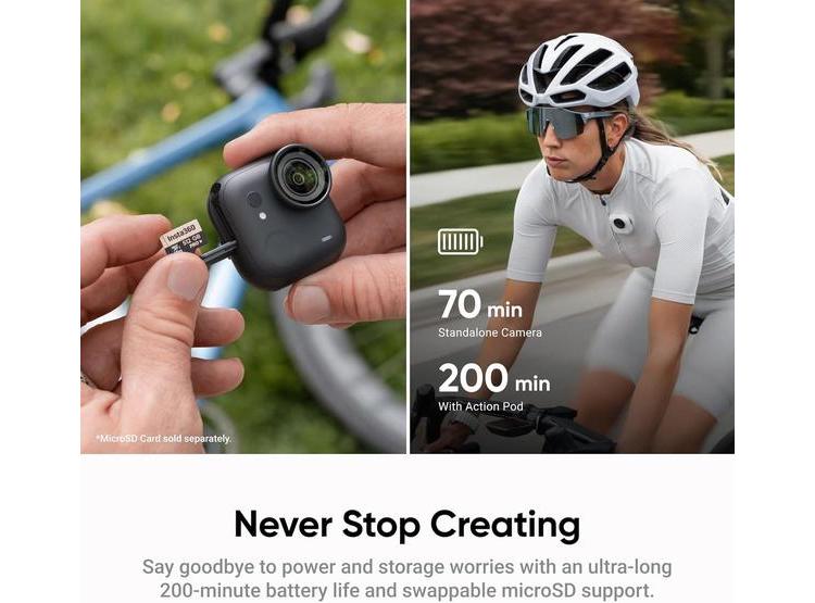 INSTA360 GO ULTRA - CÁMARA PORTÁTIL DE VLOGS 4K, MANOS LIBRES, SENSOR AVANZADO Y GRAN DURACIÓN DE BATERÍA PARA DEPORTES - 6