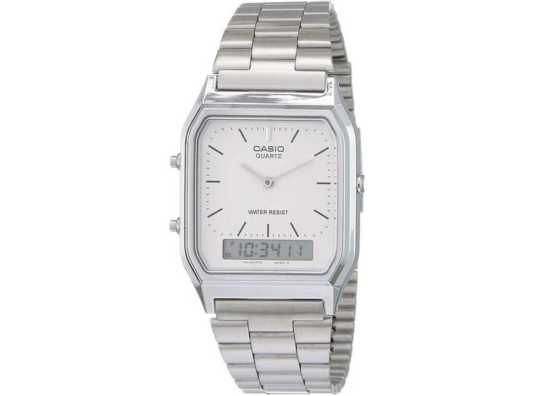RELOJ CASIO PARA HOMBRE DIGITAL AQ230A-7D ELEGANTE CON ALARMA Y CRONÓGRAFO PLATEADO - 1