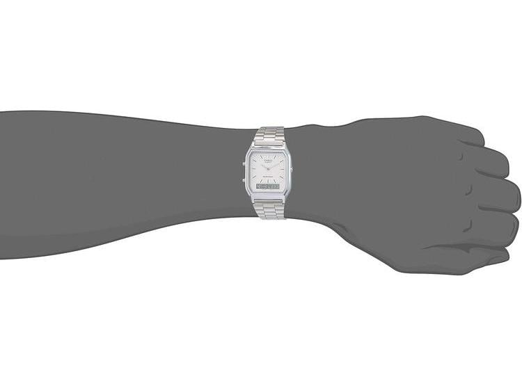RELOJ CASIO PARA HOMBRE DIGITAL AQ230A-7D ELEGANTE CON ALARMA Y CRONÓGRAFO PLATEADO - 2