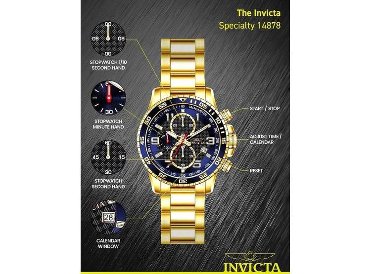 RELOJ INVICTA SPECIALTY PARA HOMBRES, ESTILO MODERNO CON CRONÓGRAFO Y DIAL TEXTURIZADO, EN ACERO INOXIDABLE - 3