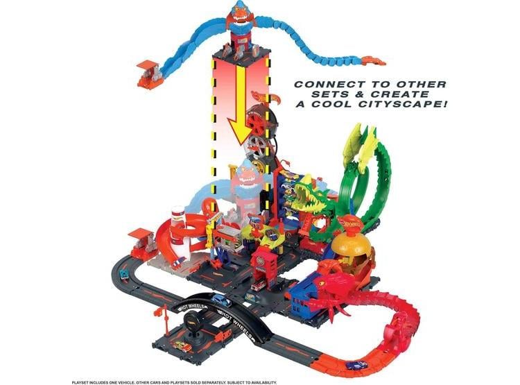 HOT WHEELS CITY WRECK Y RIDE GORILLA ATTACK, SET TEMÁTICO ESTACIÓN DE GASOLINA, INCLUYE AUTO, CONECTA A OTROS SETS - 5