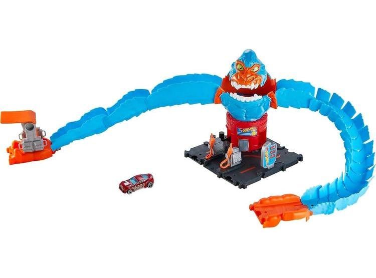 HOT WHEELS CITY WRECK Y RIDE GORILLA ATTACK, SET TEMÁTICO ESTACIÓN DE GASOLINA, INCLUYE AUTO, CONECTA A OTROS SETS - 6