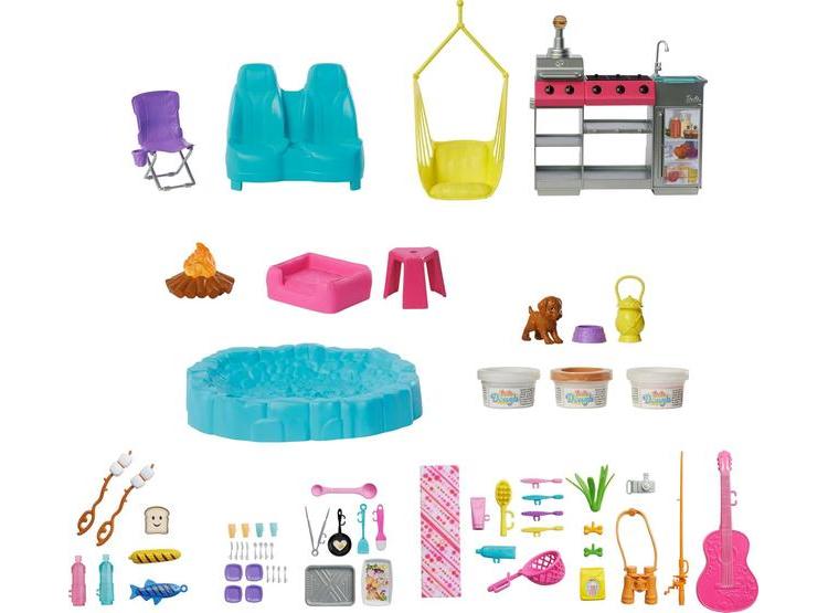 BARBIE DREAM CAMPER CON CARPA, SILLA COLUMPIO, ESTANQUE, PARRILLA Y MÁS DE 60 ACCESORIOS EMOCIONANTES - 3