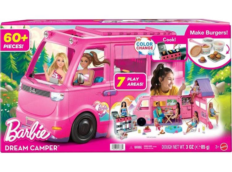 BARBIE DREAM CAMPER CON CARPA, SILLA COLUMPIO, ESTANQUE, PARRILLA Y MÁS DE 60 ACCESORIOS EMOCIONANTES - 4