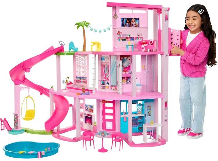 CASA DE MUÑECAS BARBIE DREAMHOUSE CON 75+ ACCESORIOS, TOBOGÁN DE ESPIRAL Y ASCENSOR PARA MASCOTAS - 1