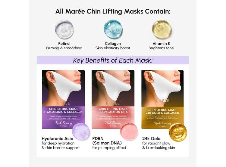 MÁSCARA MAREE CON ORO DE 24K, COLÁGENO PROFUNDO PARA MUJERES, REAFIRMA CUELLO Y MANDÍBULA CON RETINOL Y ÁCIDO HIALURÓNICO - 3