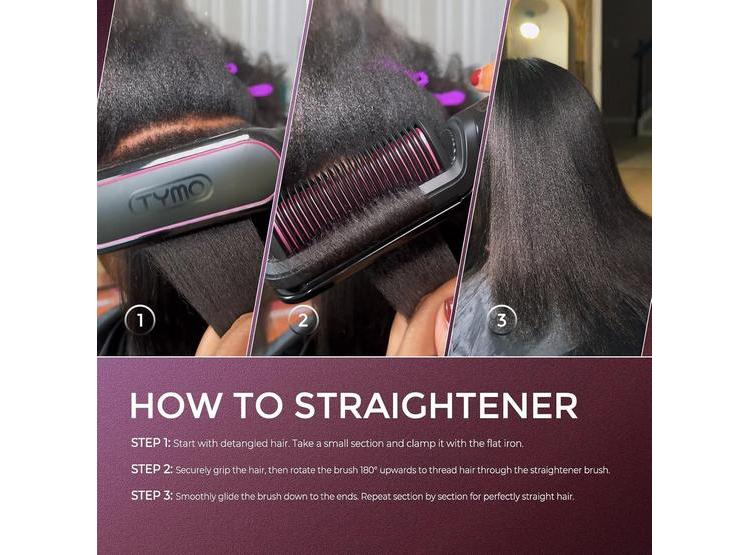 TYMO CEPILLO ALISADOR 2 EN 1 CON TECNOLOGÍA DE IONES Y VOLTAJE DUAL PARA ALISADO Y ANTI-FRIZZ - 8