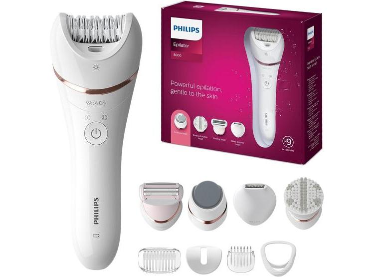 DEPILADORA PHILIPS 8000 5 EN 1: AFEITADORA, RECORTADORA, PEDICURA Y EXFOLIACIÓN + 9 ACCESORIOS - 1