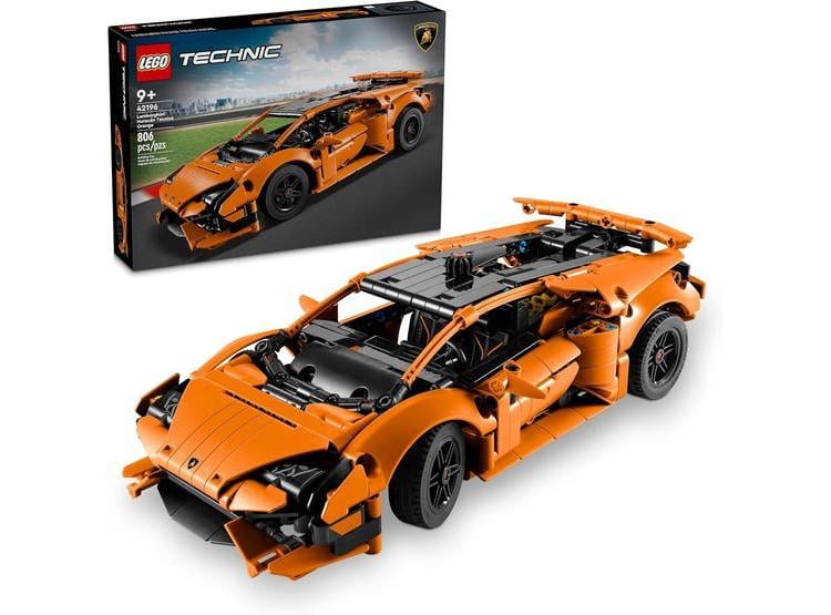 LEGO TECHNIC LAMBORGHINI NARANJA PARA NIÑOS, JUGUETE CON MOTOR V10, DIRECCIÓN Y PUERTAS ABATIBLES - 1
