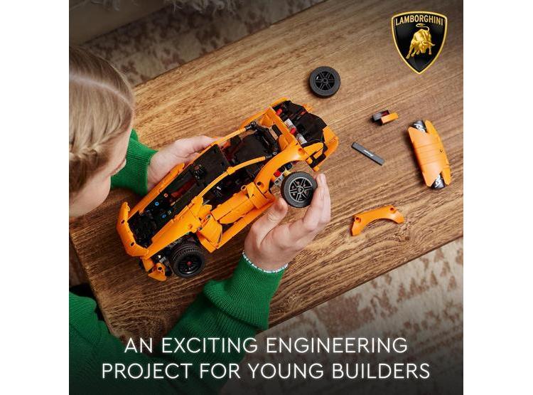 LEGO TECHNIC LAMBORGHINI NARANJA PARA NIÑOS, JUGUETE CON MOTOR V10, DIRECCIÓN Y PUERTAS ABATIBLES - 4