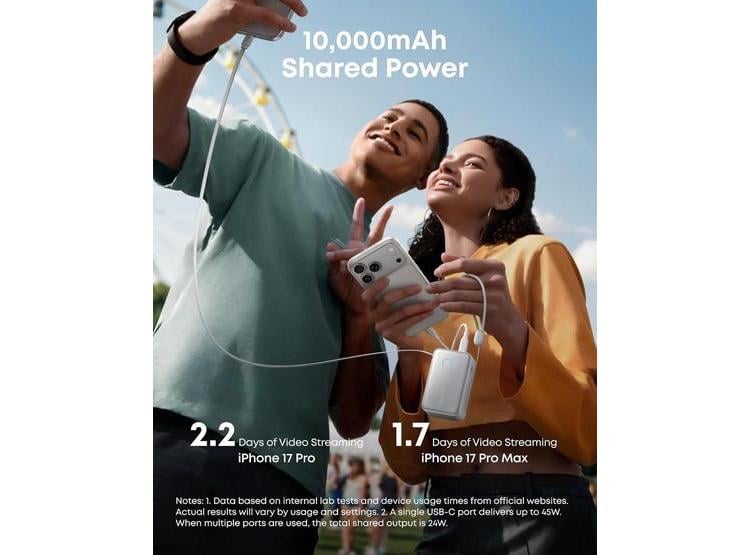 CARGADOR PORTÁTIL ANKER NANO, BANCO DE ENERGÍA COMPACTO 10,000MAH 45W, PAQUETE ESENCIAL CON CABLE RETRÁCTIL INSTACORD - 5