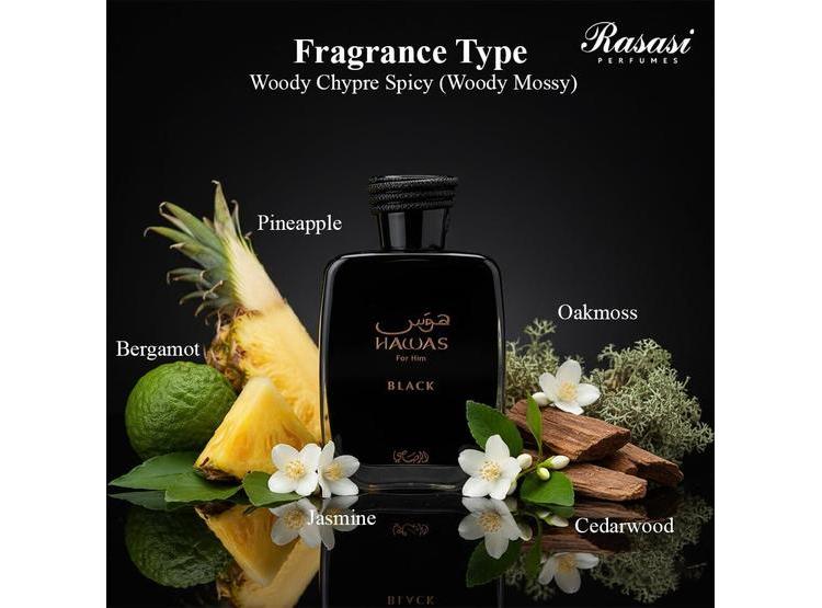 RASASI HAWAS BLACK, FRAGANCIA FEMENINA EXÓTICA CON PIÑA, MADERA DE CEDRO Y JAZMÍN - 5