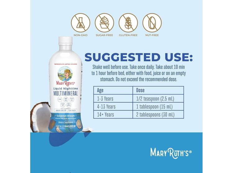 BEBIDA LÍQUIDA MULTIMINERAL NOCTURNA CON MAGNESIO Y CALCIO, SIN MELATONINA NI AZÚCAR, SABOR COCO, 1 MES DE SUMINISTRO - 2