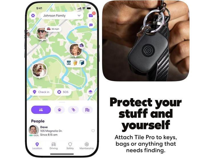 TILE PRO LIFE360 - RASTREADOR BLUETOOTH Y BUSCADOR DE LLAVES/ARTÍCULOS PARA IOS/ANDROID, PAQUETE DE 4 NEGRO/BLANCO - 2