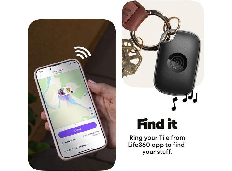 TILE PRO LIFE360 - RASTREADOR BLUETOOTH Y BUSCADOR DE LLAVES/ARTÍCULOS PARA IOS/ANDROID, PAQUETE DE 4 NEGRO/BLANCO - 3