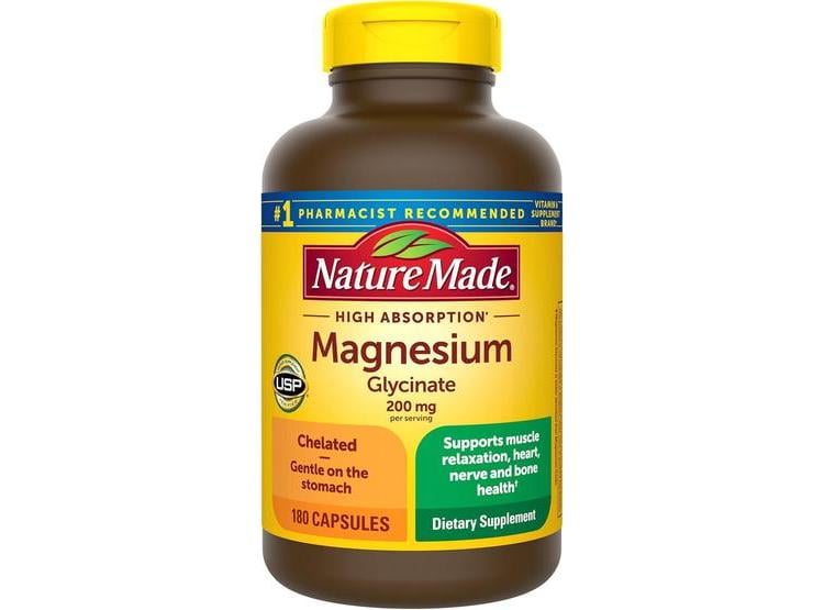 NATURE MADE GLICINATO DE MAGNESIO SUPLEMENTO PARA MÚSCULOS, CORAZÓN, NERVIOS Y HUESOS, 180 CÁPSULAS, 90 DÍAS - 1