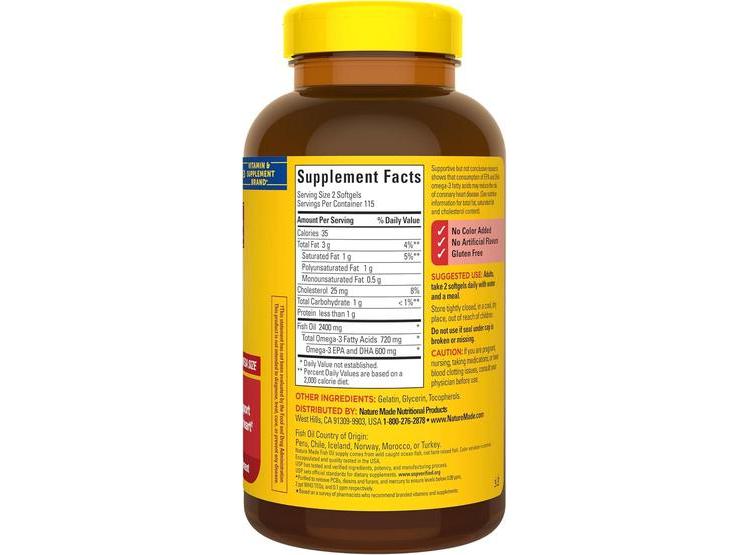 NATURE MADE ACEITE DE PESCADO OMEGA 3, 1200 MG, CÁPSULAS BLANDAS PARA APOYO CARDÍACO, 230 UNIDADES - 6