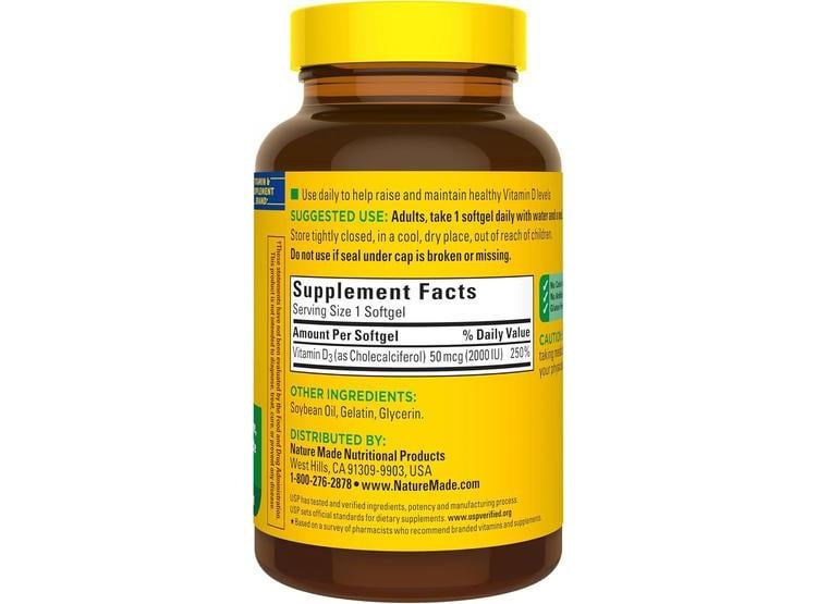 NATURE MADE VITAMINA D3 2000 UI SUPLEMENTO PARA LA SALUD ÓSEA, DENTAL, MUSCULAR E INMUNOLÓGICA, 250 CÁPSULAS BLANDAS - 6
