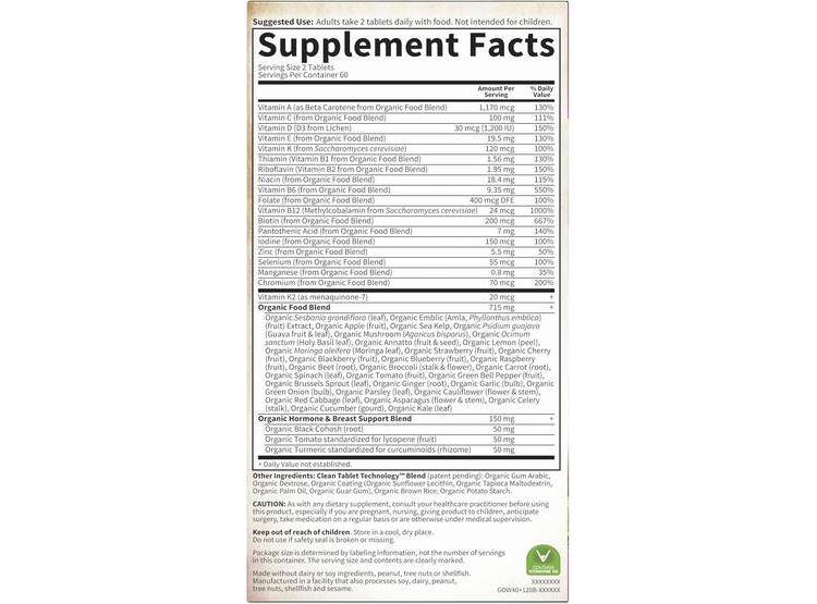 MULTIVITAMINAS ORGÁNICAS GARDEN OF LIFE PARA MUJERES DE 40+, SALUD HORMONAL Y SENO, VEGANAS - 8