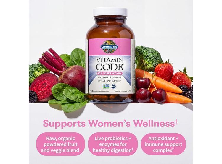 SUPLEMENTO MULTIVITAMÍNICO CON PROBIÓTICOS PARA MUJERES MAYORES DE 50 DE GARDEN OF LIFE, 240 CÁPSULAS - 4