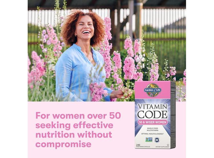 SUPLEMENTO MULTIVITAMÍNICO CON PROBIÓTICOS PARA MUJERES MAYORES DE 50 DE GARDEN OF LIFE, 240 CÁPSULAS - 8