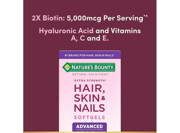 SUPLEMENTO AVANZADO CABELLO, PIEL Y UÑAS CON BIOTINA Y HIALURÓNICO NATURE'S BOUNTY - 2