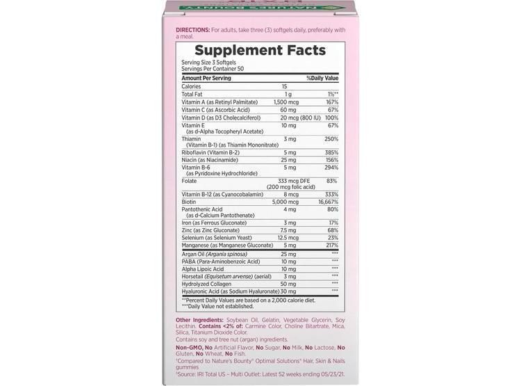 SUPLEMENTO AVANZADO CABELLO, PIEL Y UÑAS CON BIOTINA Y HIALURÓNICO NATURE'S BOUNTY - 7