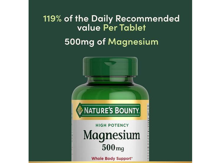 NATURE'S BOUNTY MAGNESIO 500 MG, SUPLEMENTO DE ALTA POTENCIA PARA SALUD ÓSEA Y MUSCULAR, 200 COMPRIMIDOS - 2