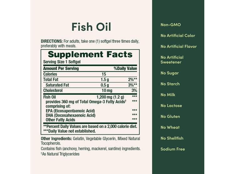 SUPLEMENTO ACEITE DE PESCADO NATURE'S BOUNTY 1200 MG Y OMEGA-3, 200 CÁPSULAS - 4
