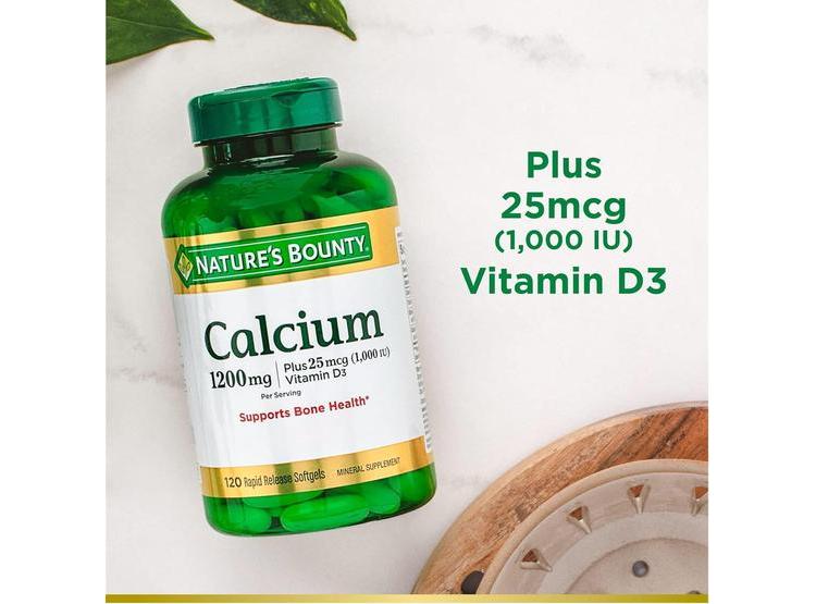 NATURE'S BOUNTY CALCIO Y VITAMINA D3 PARA SALUD ÓSEA, SUPLEMENTO DE 120 CÁPSULAS BLANDAS (2 PAQUETES) - 4